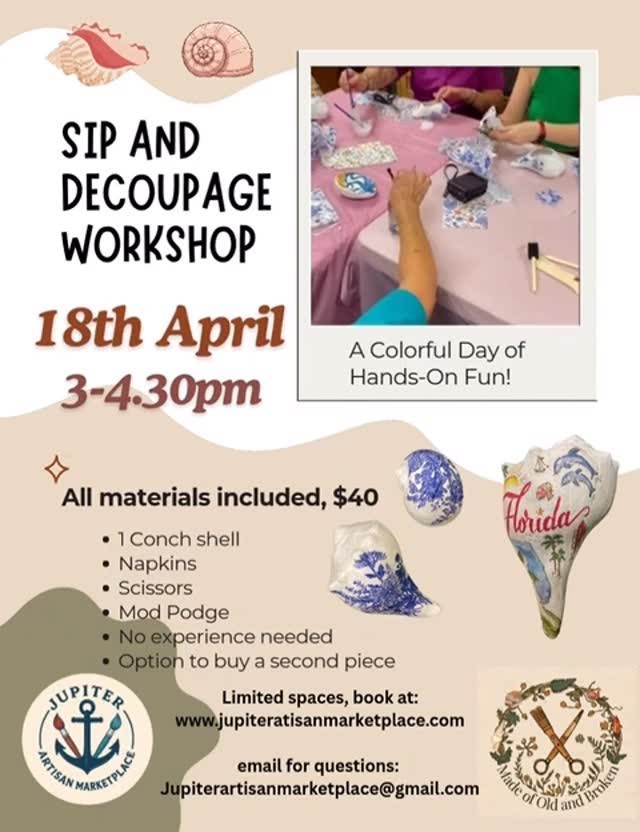 Decoupage and SIP Workshop April 18th 3:00-4:30PM